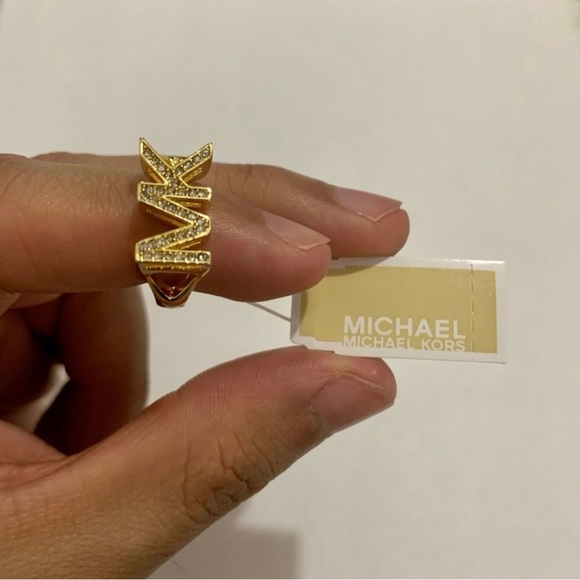 Michael Kors Gold-Tone Logo Ring Size 8 - Picture 7 of 13